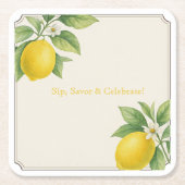 Waterverf Lemon Kartonnen Onderzetters (Voorkant)