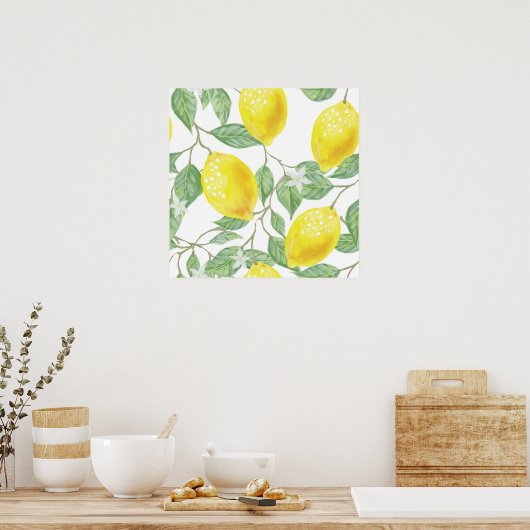 Waterverf Lemon Kitchen Decor Art Poster (Keuken)