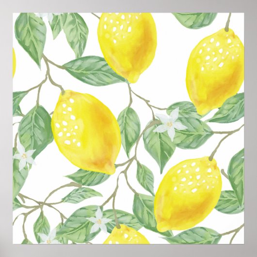 Waterverf Lemon Kitchen Decor Art Poster (Voorkant)