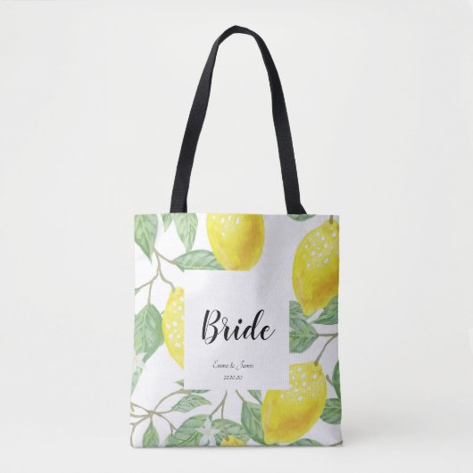 Waterverf Lemon laat Geel Wit Weddenschap over Tote Bag (Voorkant)
