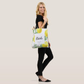 Waterverf Lemon laat Geel Wit Weddenschap over Tote Bag (Op model)