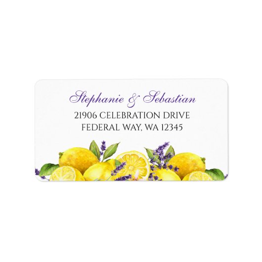 Waterverf Lemon Lavender Boho Adres Etiket (Voorkant)