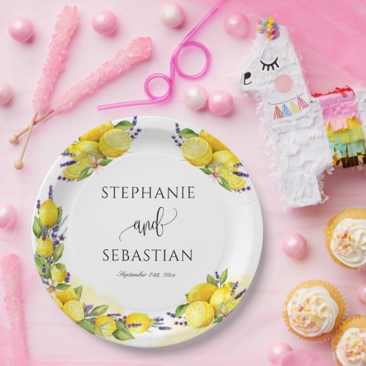 Waterverf Lemon Lavender Boho Papieren Bordje (Feest)