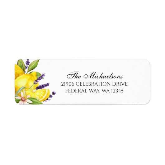 Waterverf Lemon Lavender Boho Return Address Etiket (Voorkant)