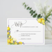 Waterverf Lemon Lavender Boho RSVP Enclosure Card Informatiekaartje (Staand voorkant)