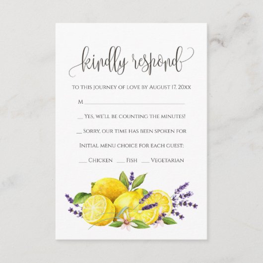 Waterverf Lemon Lavender Boho RSVP Informatiekaartje (Voorkant)