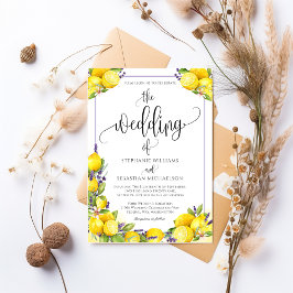 Waterverf Lemon Lavender Boho Wedding Kaart