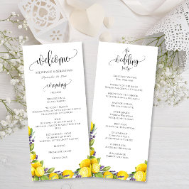 Waterverf Lemon Lavender Boho Wedding Program