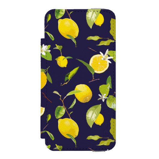 Waterverf Lemon & Leaves 10 Incipio iPhone Portemonnee Hoesje (Voorkant Agenda)