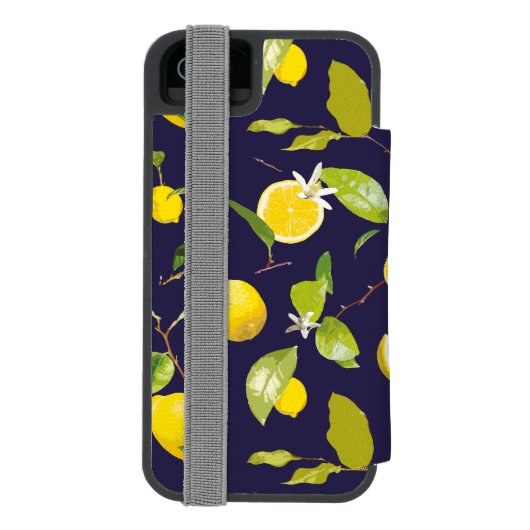 Waterverf Lemon & Leaves 10 Incipio iPhone Portemonnee Hoesje (Agenda Achterkant)