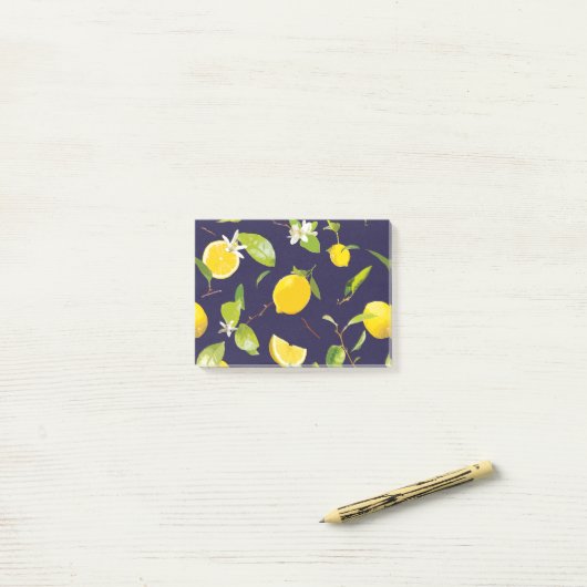 Waterverf Lemon & Leaves 10 Post-it® Notes (Op bureau)