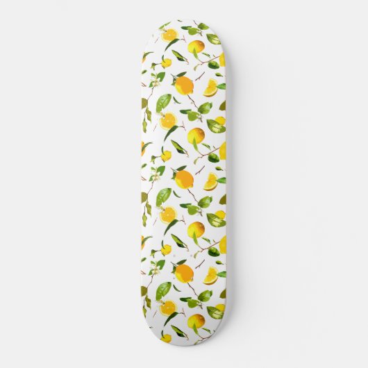 Waterverf Lemon & Leaves 16 Persoonlijk Skateboard (Voorkant)