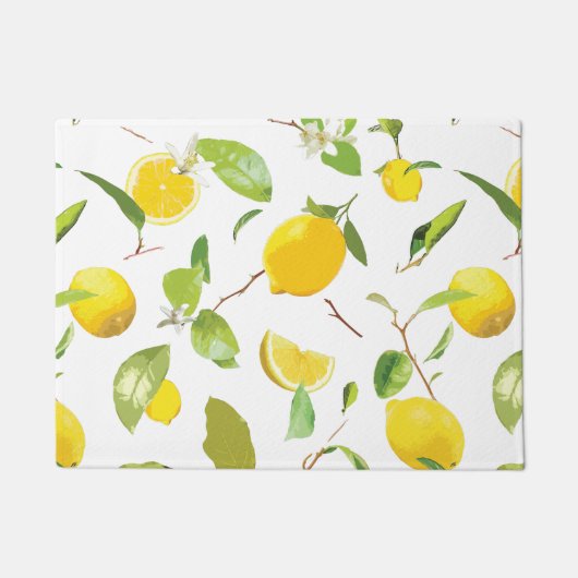 Waterverf Lemon & Leaves 2 Deurmat (Voorkant)