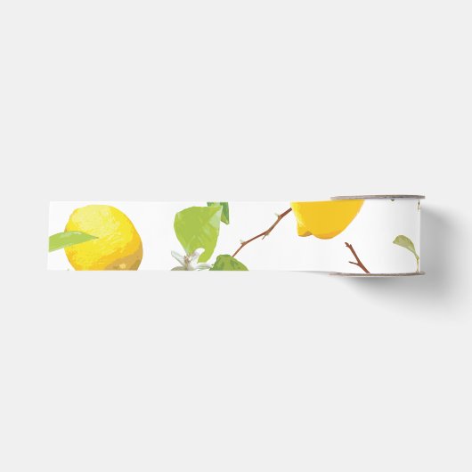 Waterverf Lemon & Leaves 2 Grosgrain Lint (Voorkant)