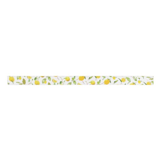 Waterverf Lemon & Leaves 2 Grosgrain Lint (Voorkant)