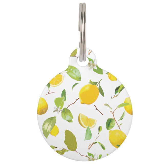 Waterverf Lemon & Leaves 2 Huisdierpenning (Voorkant)