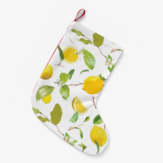 Waterverf Lemon & Leaves 2 Kleine Kerstsok (Voorkant (Hangend))