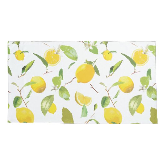 Waterverf Lemon & Leaves 2 Kussensloop (Achterkant-Links)