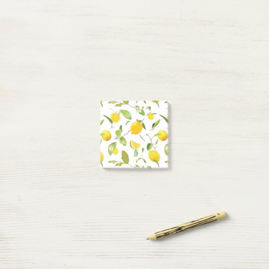 Waterverf Lemon & Leaves 2 Post-it® Notes (Op bureau)