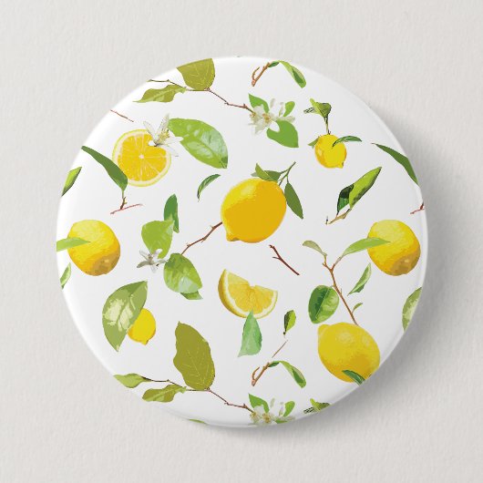 Waterverf Lemon & Leaves 2 Ronde Button 7,6 Cm (Voorkant)