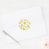 Waterverf Lemon & Leaves 2 Ronde Sticker (Envelop)