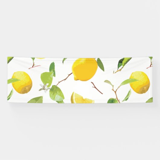 Waterverf Lemon & Leaves 2 Spandoek (Horizontaal)