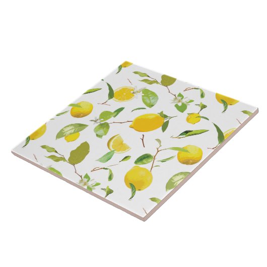 Waterverf Lemon & Leaves 2 Tegeltje (Zijkant)