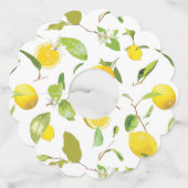 Waterverf Lemon & Leaves 2 Wijnglaslabel (Voorkant)