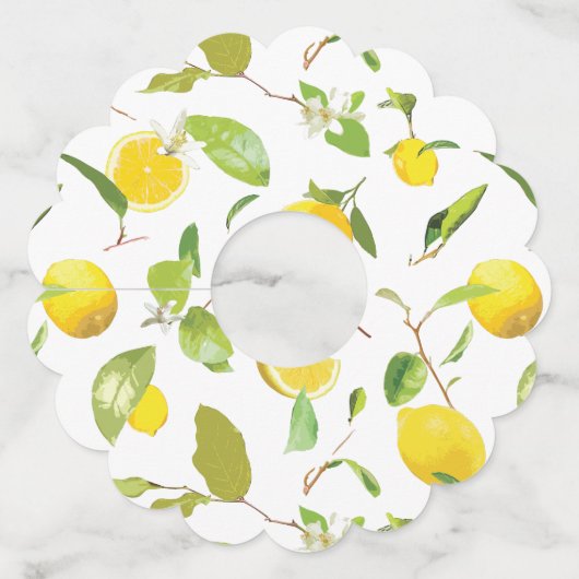 Waterverf Lemon & Leaves 2 Wijnglaslabel (Achterkant)