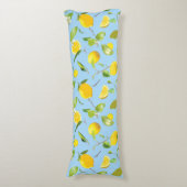 Waterverf Lemon & Leaves 3 Lichaamskussen (Voorkant Verticaal)