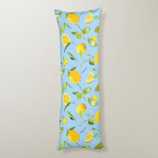 Waterverf Lemon & Leaves 3 Lichaamskussen (Achterkant (Verticaal))