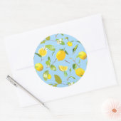 Waterverf Lemon & Leaves 3 Ronde Sticker (Envelop)