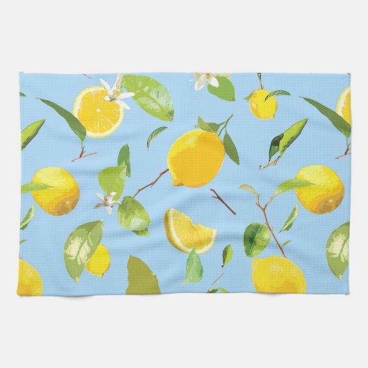 Waterverf Lemon & Leaves 3 Theedoek (Horizontaal)
