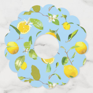 Waterverf Lemon & Leaves 3 Wijnglaslabel