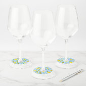 Waterverf Lemon & Leaves 3 Wijnglaslabel (Set)