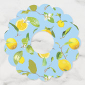 Waterverf Lemon & Leaves 3 Wijnglaslabel (Achterkant)