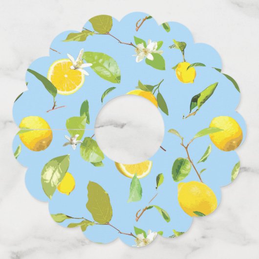 Waterverf Lemon & Leaves 3 Wijnglaslabel (Achterkant)