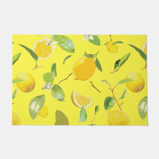 Waterverf Lemon & Leaves 4 Deurmat (Voorkant)