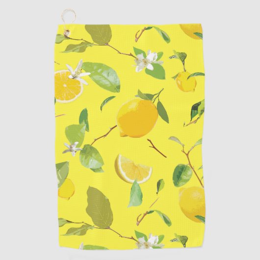 Waterverf Lemon & Leaves 4 Golfhanddoek (Voorkant)