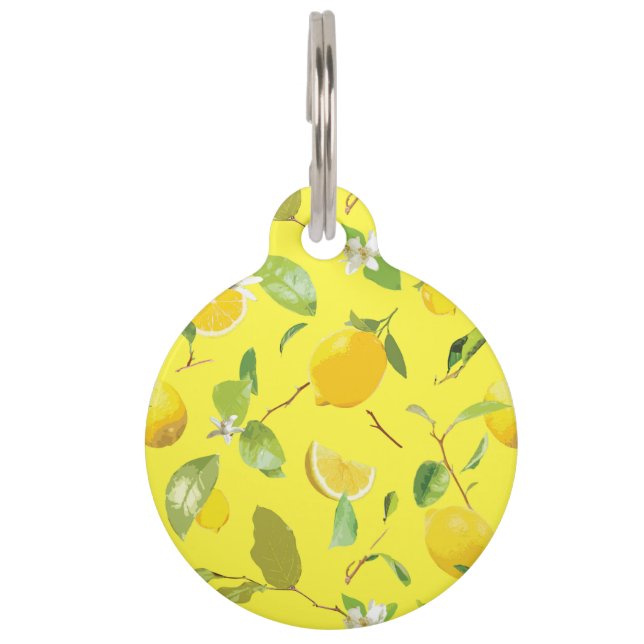 Waterverf Lemon & Leaves 4 Huisdierpenning (Voorkant)