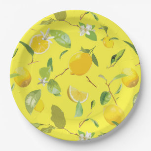 Waterverf Lemon & Leaves 4 Papieren Bordje