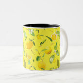 Waterverf Lemon & Leaves 4 Tweekleurige Koffiemok (Voorkant rechts)