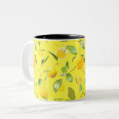 Waterverf Lemon & Leaves 4 Tweekleurige Koffiemok (Voorkant links)