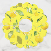 Waterverf Lemon & Leaves 4 Wijnglaslabel (Voorkant)