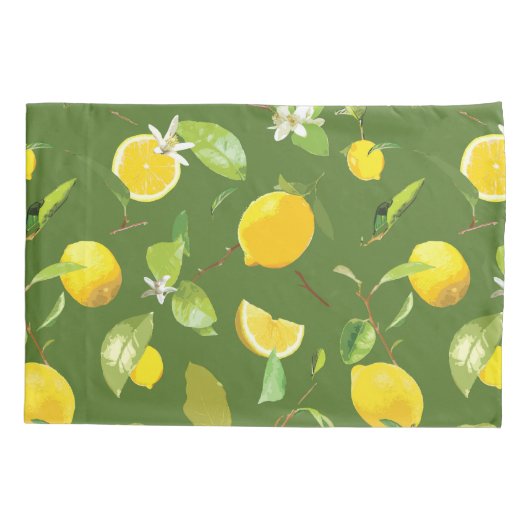 Waterverf Lemon & Leaves 5 Kussensloop (Achterkant-Links)