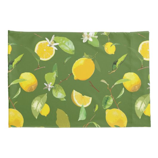 Waterverf Lemon & Leaves 5 Kussensloop (Achterkant-Rechts)