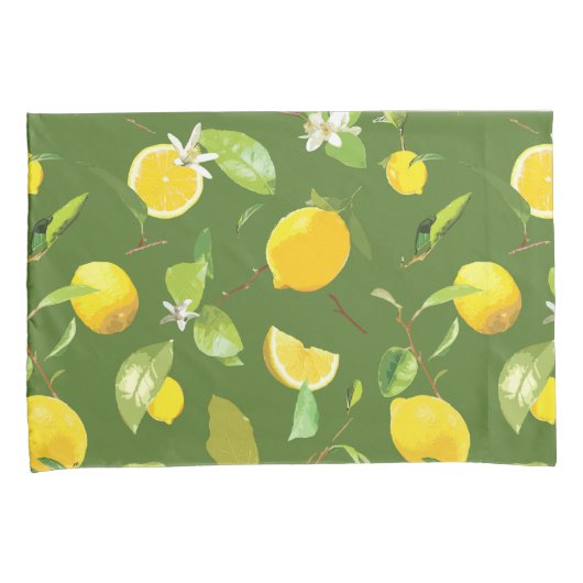 Waterverf Lemon & Leaves 5 Kussensloop (Voorkant-Rechts)