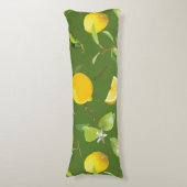 Waterverf Lemon & Leaves 5 Lichaamskussen (Voorkant Verticaal)
