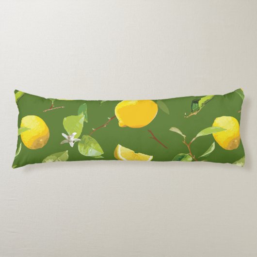 Waterverf Lemon & Leaves 5 Lichaamskussen (Voorkant)
