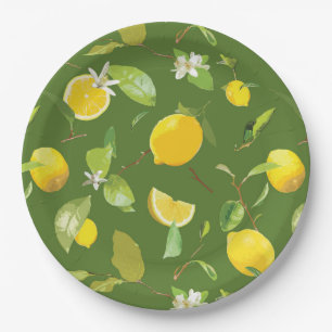 Waterverf Lemon & Leaves 5 Papieren Bordje